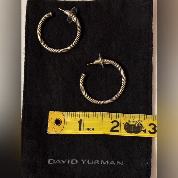 David Yurman Cable Hoop Earrings in Sterling Silver - Picture 5 of 6